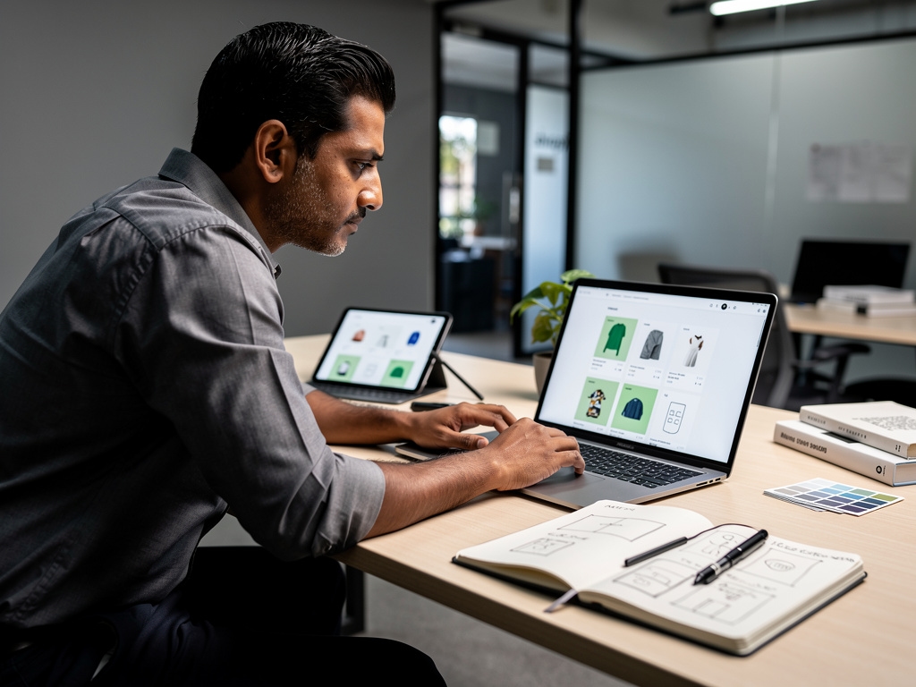 Emprendedor configurando su tienda online